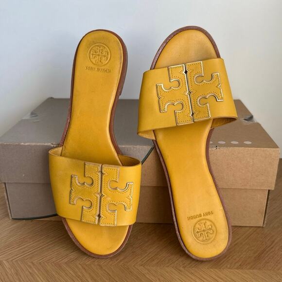 Tory Burch Ines Yellow Leather Women Sandals- SZ 9 - Picture 6 of 11